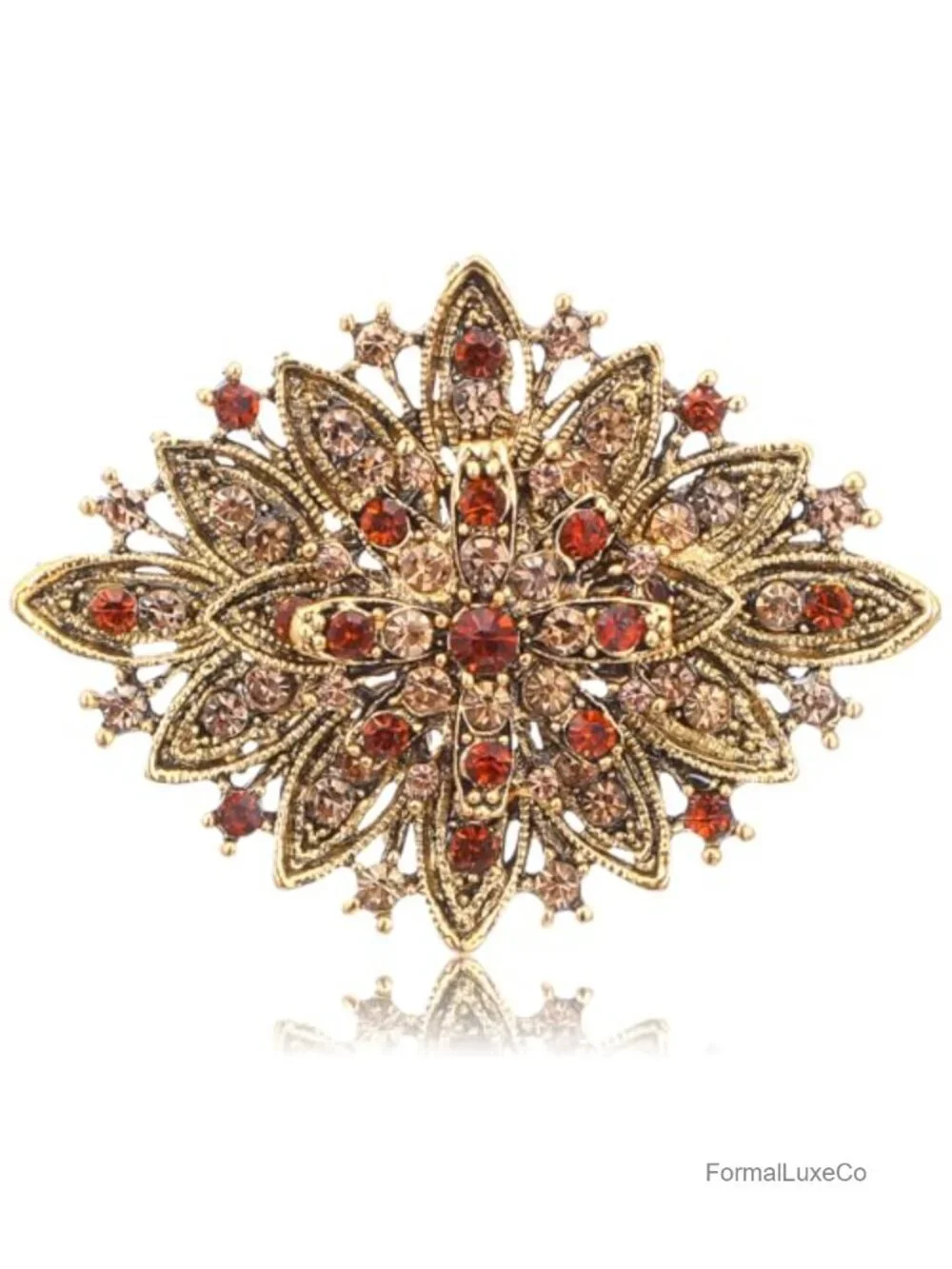 Vintage Art Deco Crystal Brooch Pin for Women, Zinc Alloy, Wedding Bridal, Coat